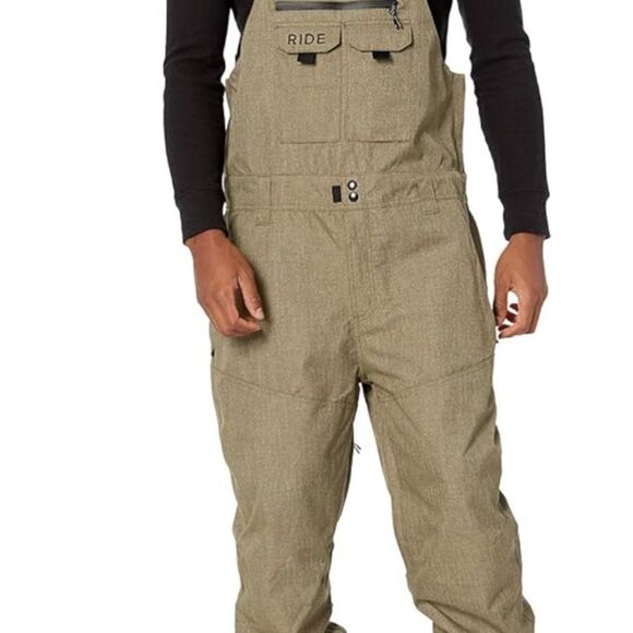 Ride Snowboard Outwear Men’s Central Bib, Olive Herringbone - Picture 1 of 12